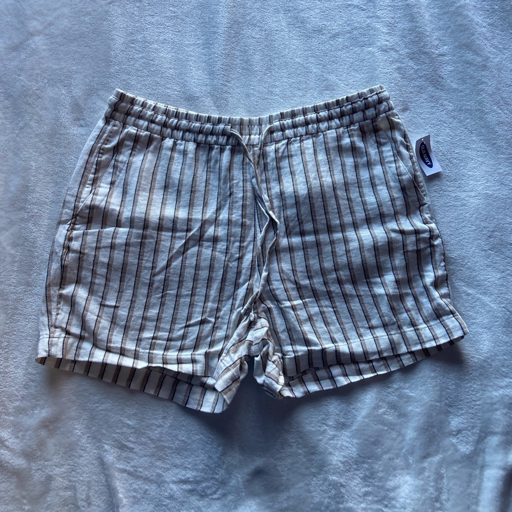 LINEN BLEND STRIPED SHORTS